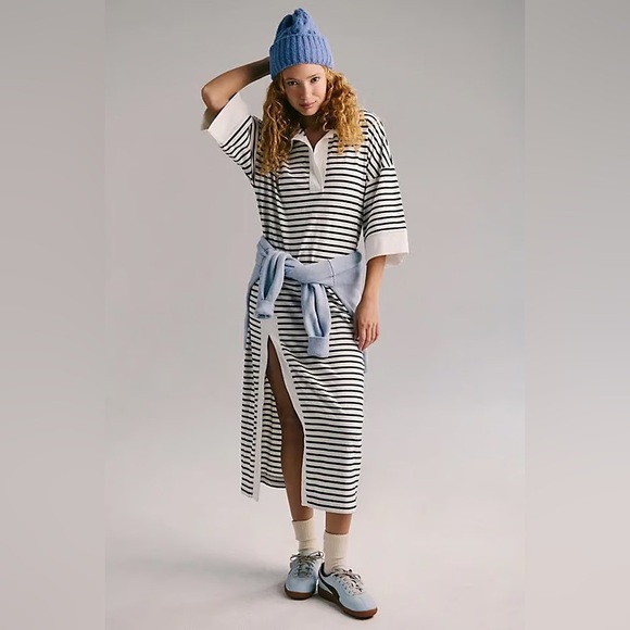 Free People Dresses & Skirts - NWT FREE PEOPLE Jackson Rugby Midi Dress - Ivory Combo $98 MSRP